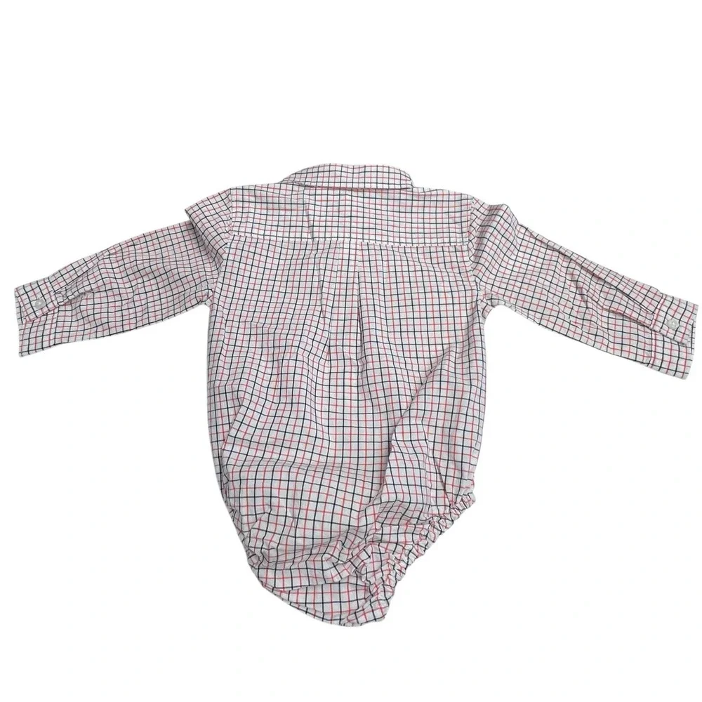 New Janie and Jack Baby Button Up‎ Plaid One Piece 12-18m